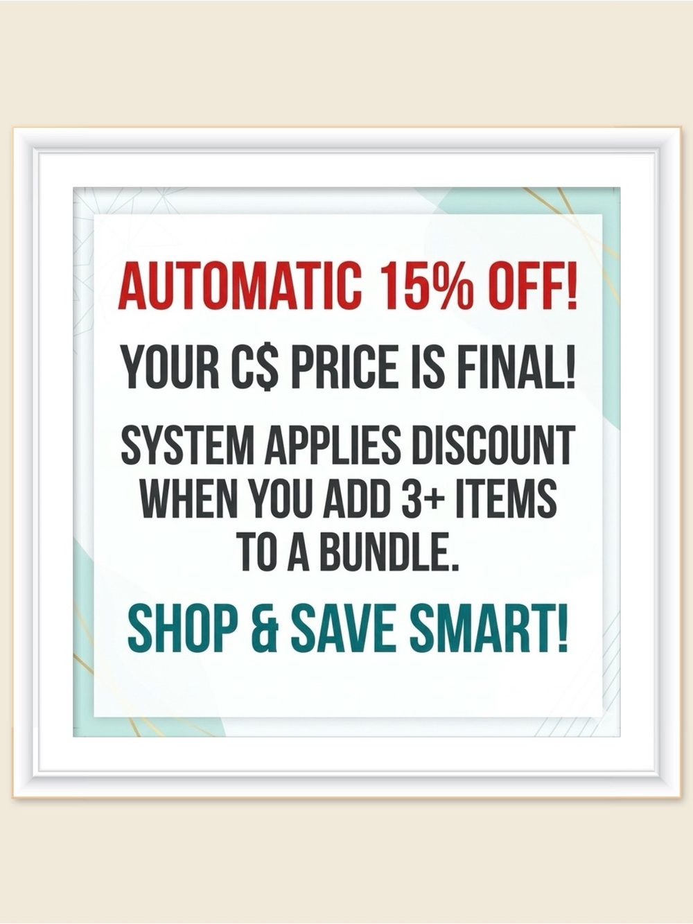 SHOP POLICY: Buy 3+ Items Get 15% OFF - FIRM PRICE